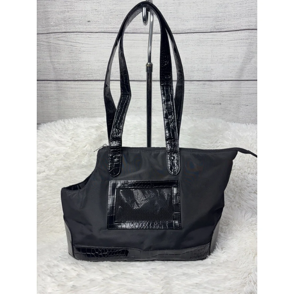 Chelsea Paws Black Pet Carrier Small Dog Cat Travel Bag Tote